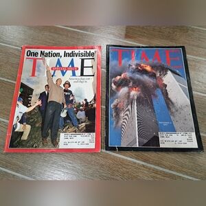 Lot Of 2- TIME Magazine - 9/11 World Trade Center Attack, 9/24/2001 One Nation